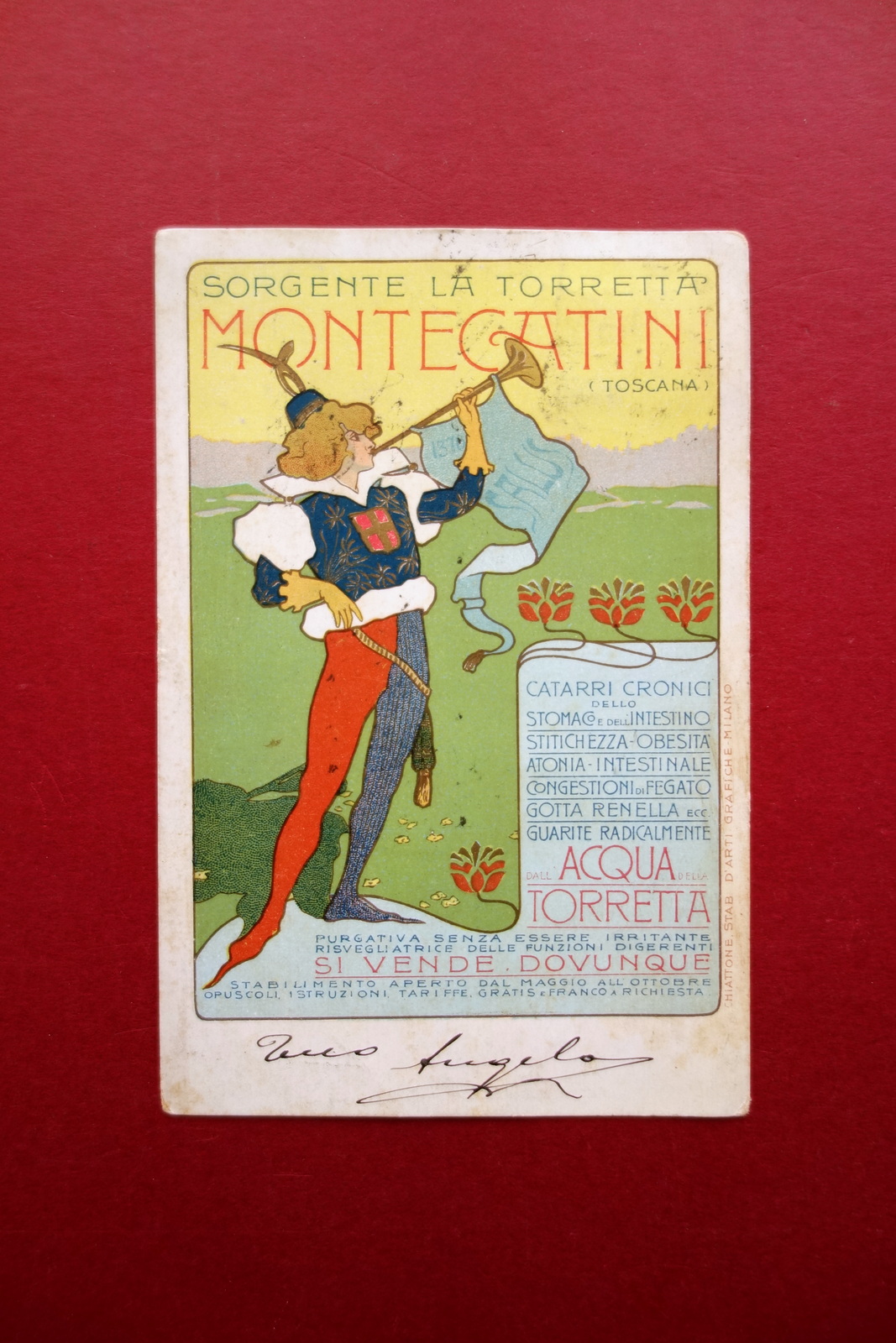 Cartolina Sorgente la Torretta Montecatini Acqua Purgativa Viaggiata Primo '900