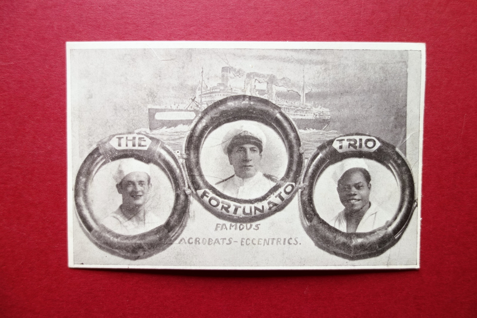 Cartolina The Trio Fortunato Famous Acrobats Eccentrics Crociera Anni '30
