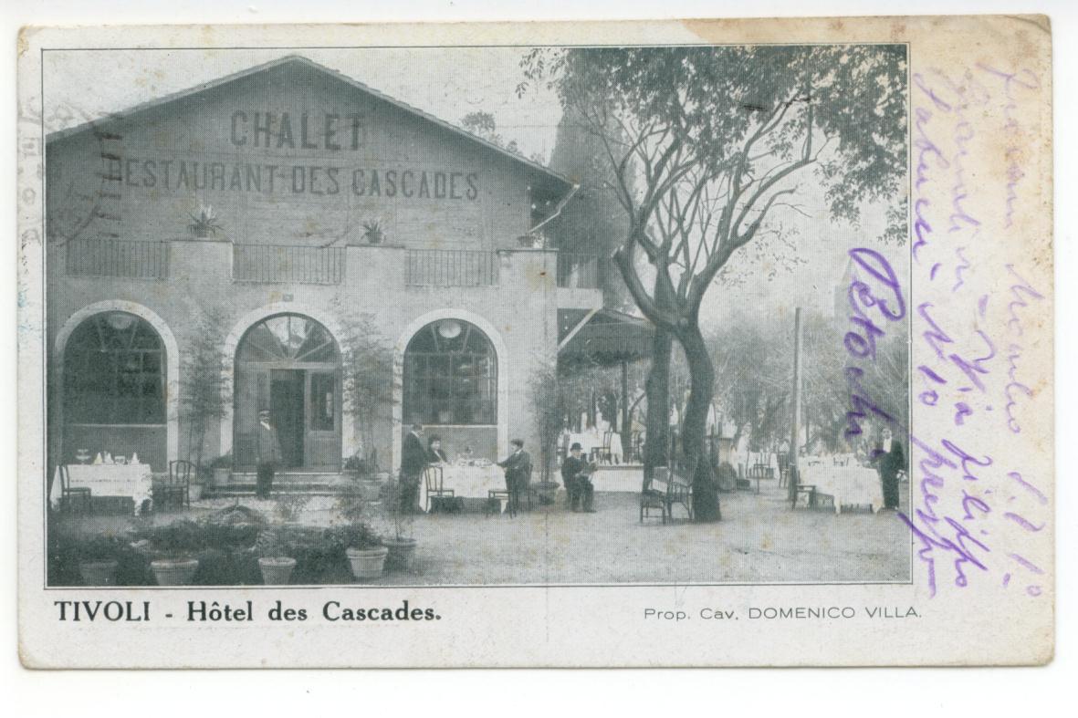 Cartolina Tivoli Hotel des Cascades 1916 viaggiata Roma