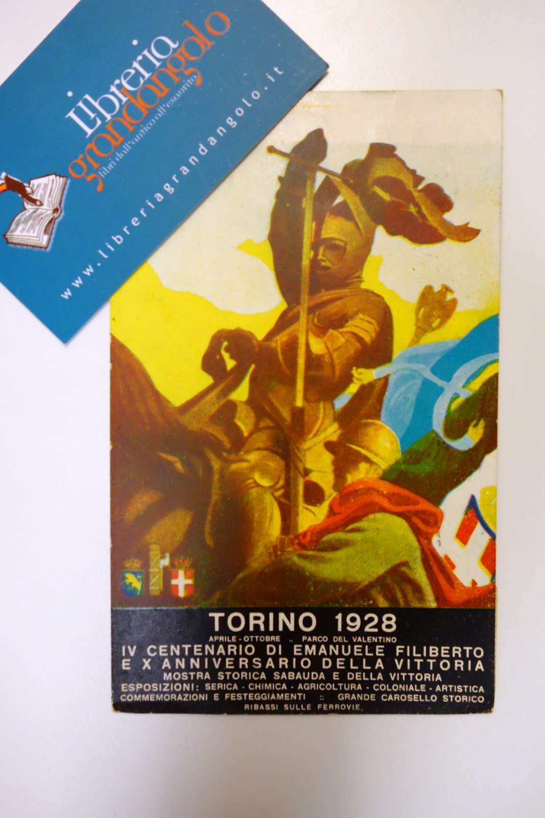 Cartolina Torino IV Centenario Emanuele Filiberto Savoia viaggiata 1928