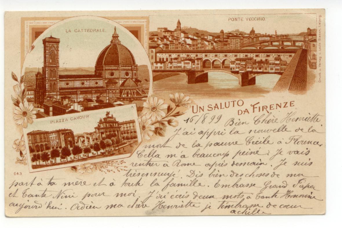 Cartolina Un Saluto da Firenze 1899 viaggiata gruss