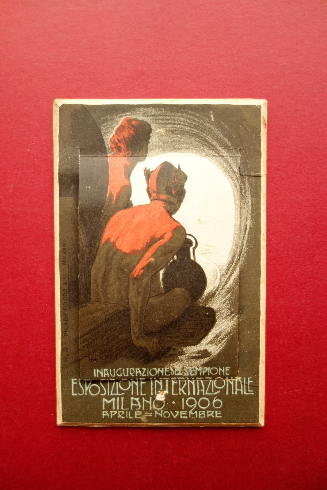 Cartolina Valigetta Esposizione di Milano 1906 Inaugurazione Galleria Sempione