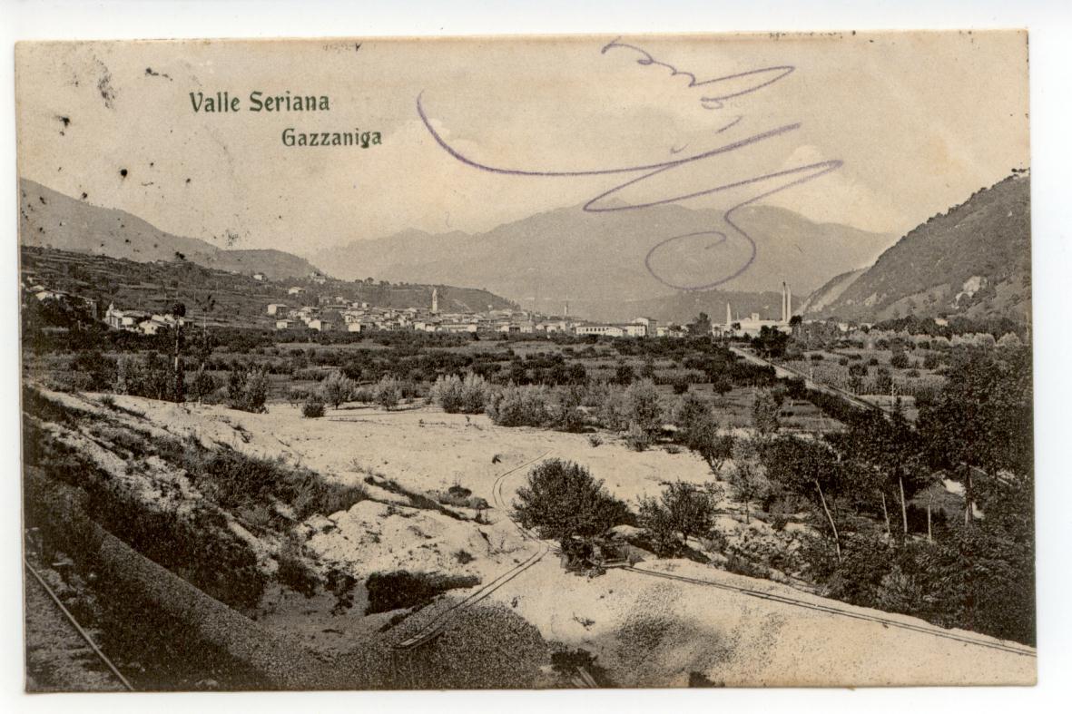 Cartolina Valle Seriana Gazzaniga 1908 viaggiata Bergamo