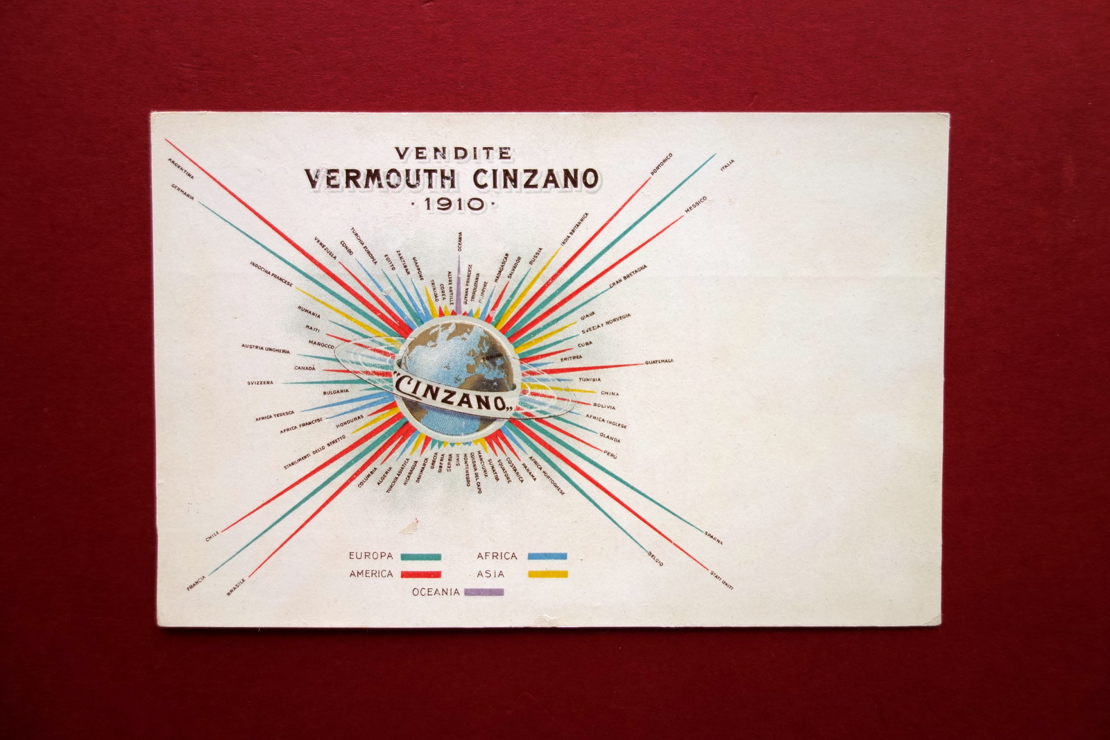 Cartolina Vendite Vermouth Cinzano 1910 Pubblicit‡ Non Viaggiata Originale