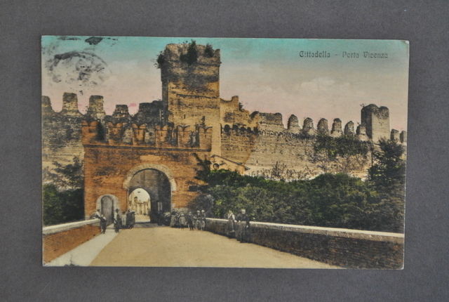 Cartolina Veneto Padova Cittadella Porta Vicenza Mura Castello Animata 1917