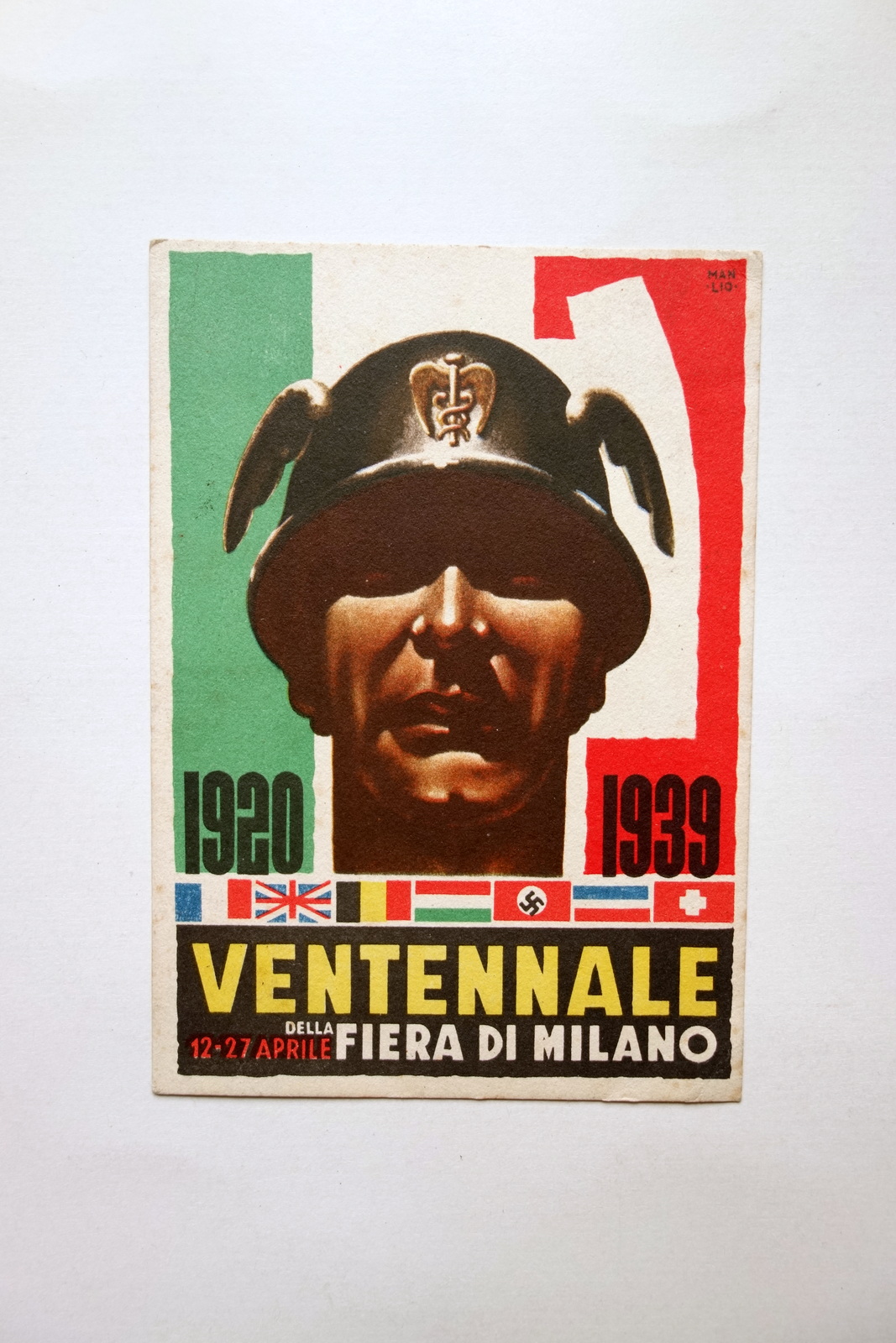 Cartolina Ventennale della Fiera di Milano Grafica Manlio Viaggiata 1945