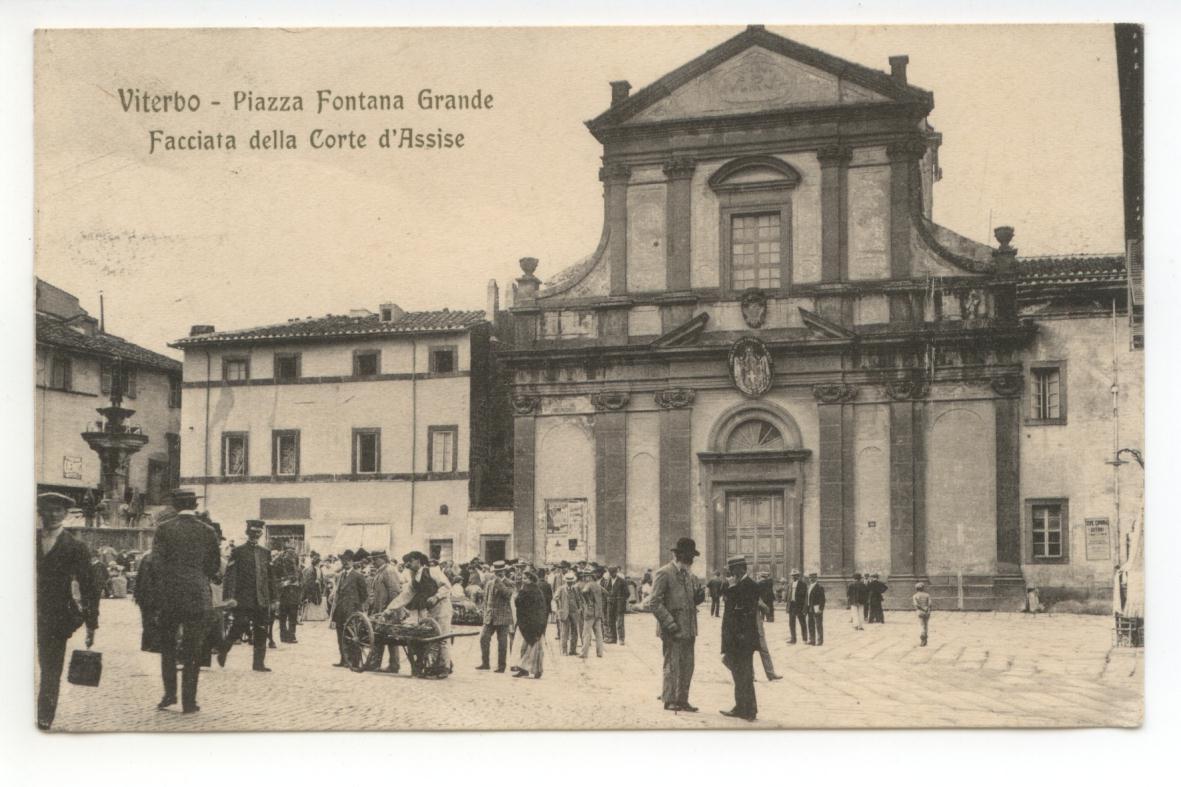 Cartolina Viterbo Piazza Fontana Grande Facciata della 1908 viaggiata mercato