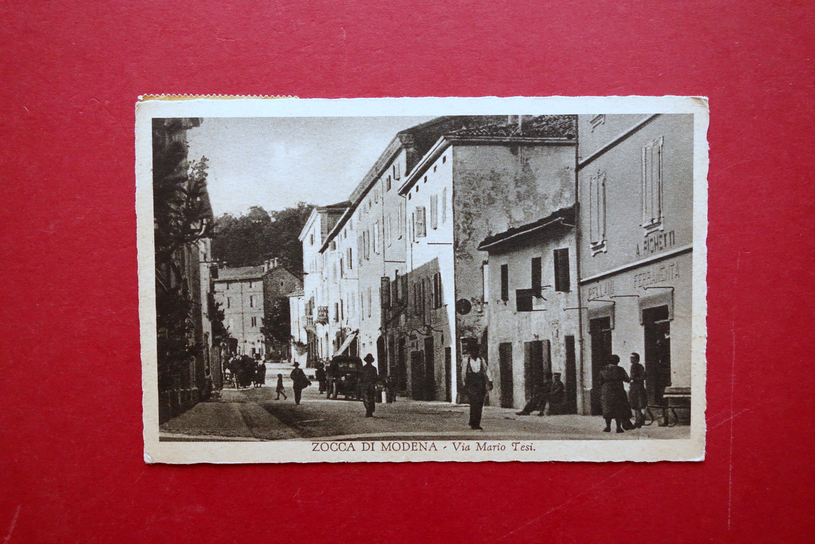 Cartolina Zocca Modena Via Mario Tesi Viaggiata Animata 1933