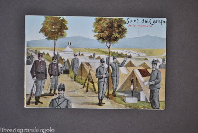 Cartoline Militaria Esercito Saluti Campo delle Manovre Tende Accampamento 1920