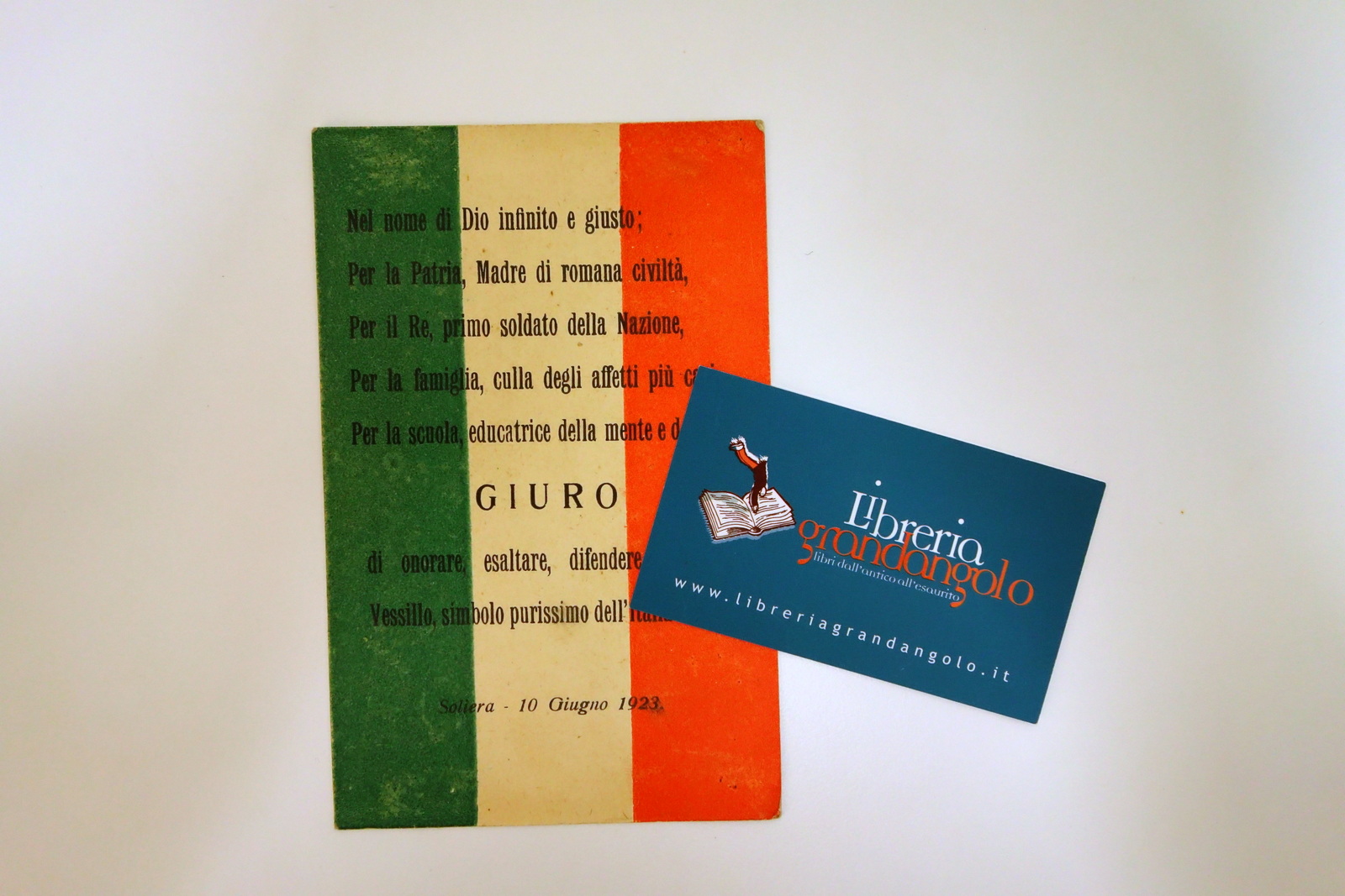 Cartoncino Cartolina? Originale Tricolore Giuramento Soliera Modena 1923 Raro