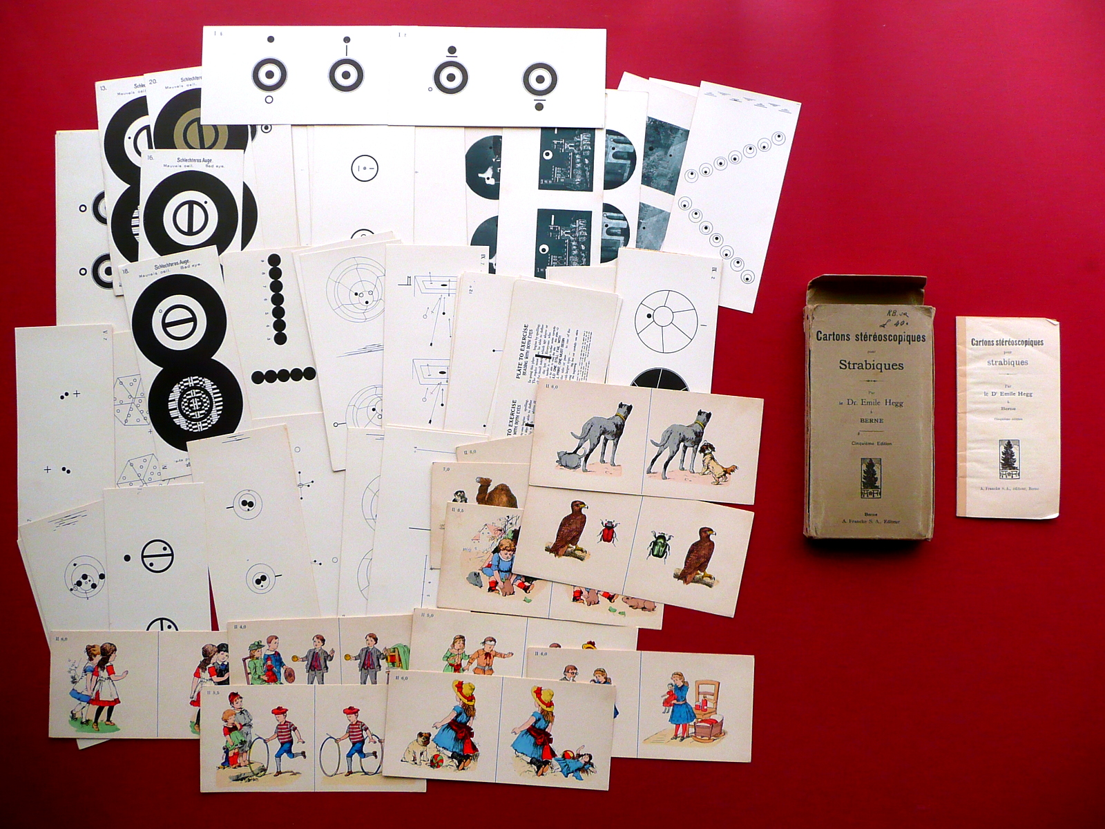 Cartons Stereoscopiques pour Strabiques Hegg Francke Berna Anni '20 Strabismo
