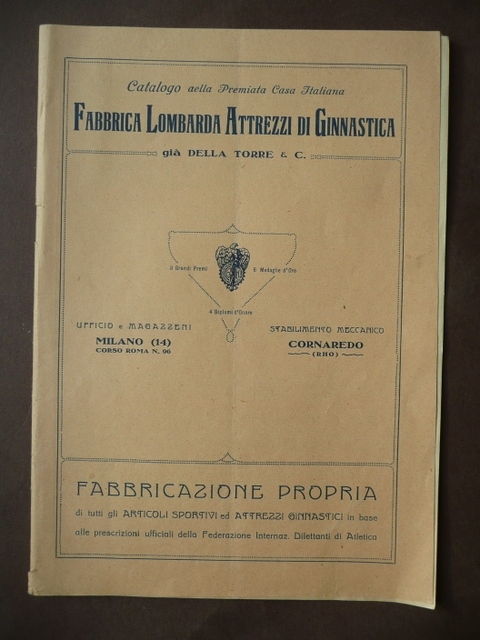 Cataloghi Industriali Fabbrica Lombarda Attrezzi Ginnici Articoli Sportivi 1926