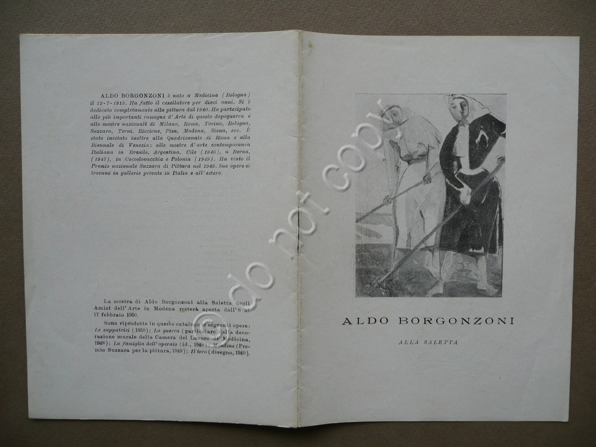 Catalogo Aldo Borgonzoni alla Saletta Amici dell'Arte Modena 1950 Testo …