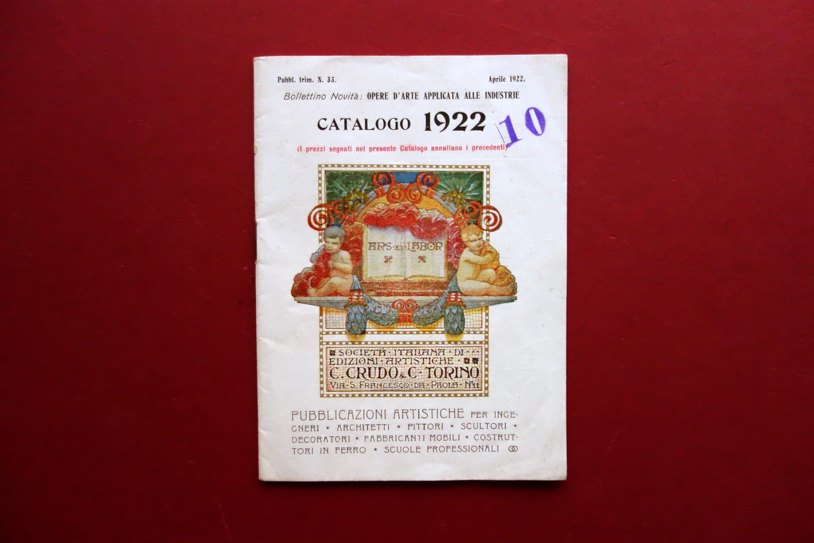 Catalogo Edizioni Artistiche Crudo Torino Aprile 1922 Illustrato