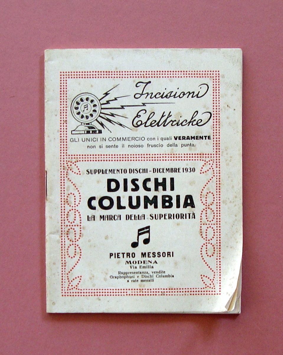 Catalogo Incisioni Elettriche Dischi Columbia 1930