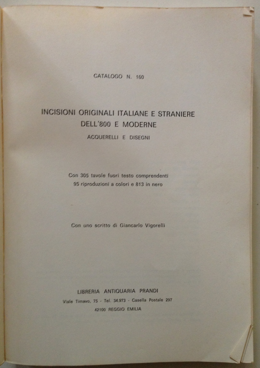 Catalogo n. 160 Incisioni Originali Italiane e Straniere dell'800 e …