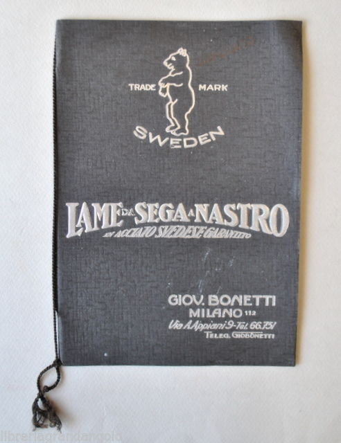 Catalogo Pubblicitario Ditta Bonetti Milano Lame Sega Nastro Acciaio Svedese