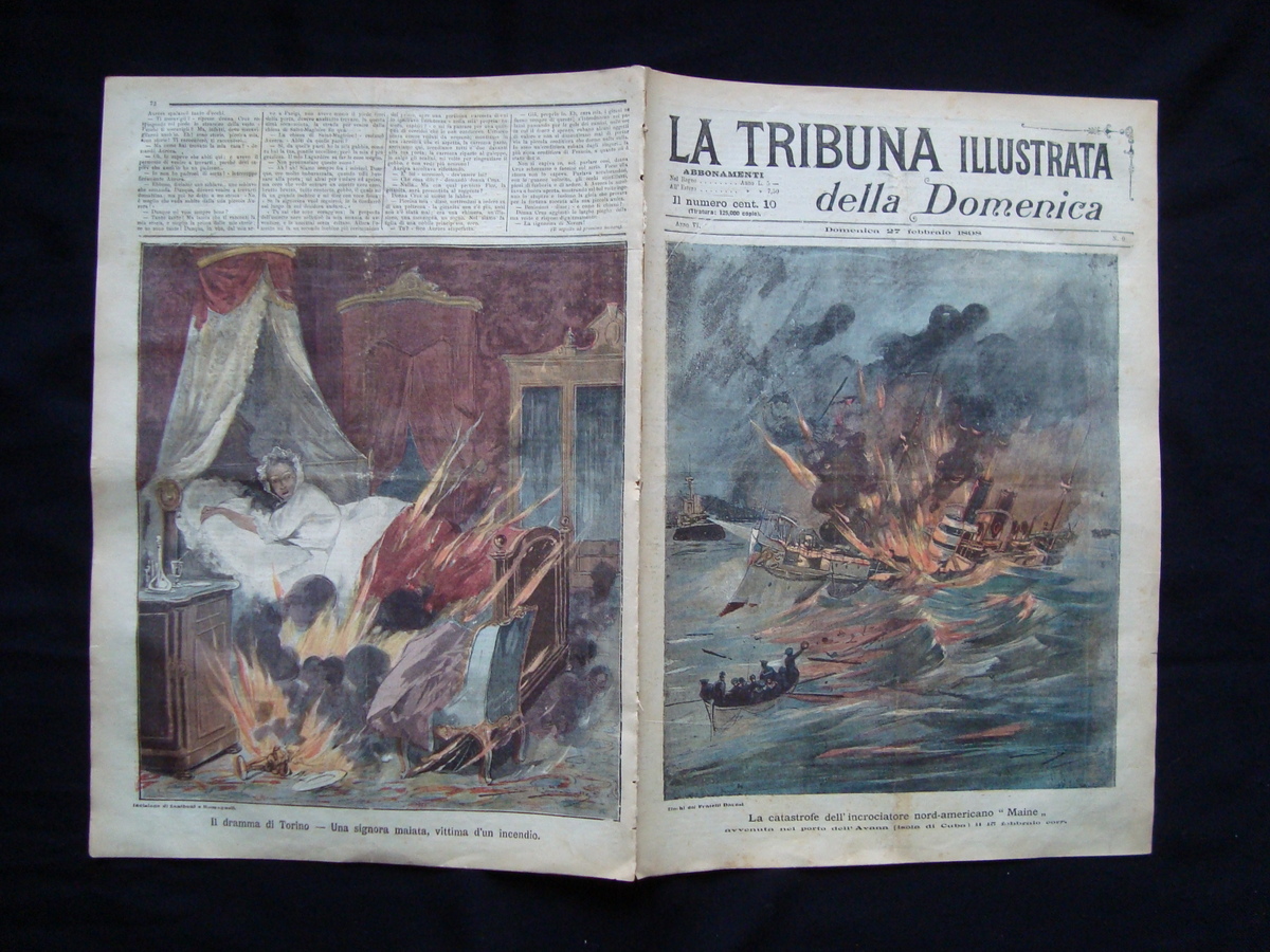 Catastrofe incrociatore nord americano Maine TRIBUNA ILLUSTRATA 27 febbraio 1898