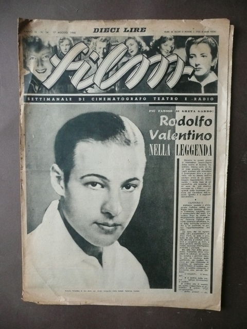 Cinema Rodolfo Valentino Film 1946 Copertina Grande Fotografia