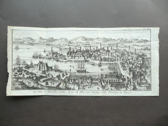 Citt‡ Marsiglia Porto Mare Governo Provenza Abrizzi 1700 incisione su …