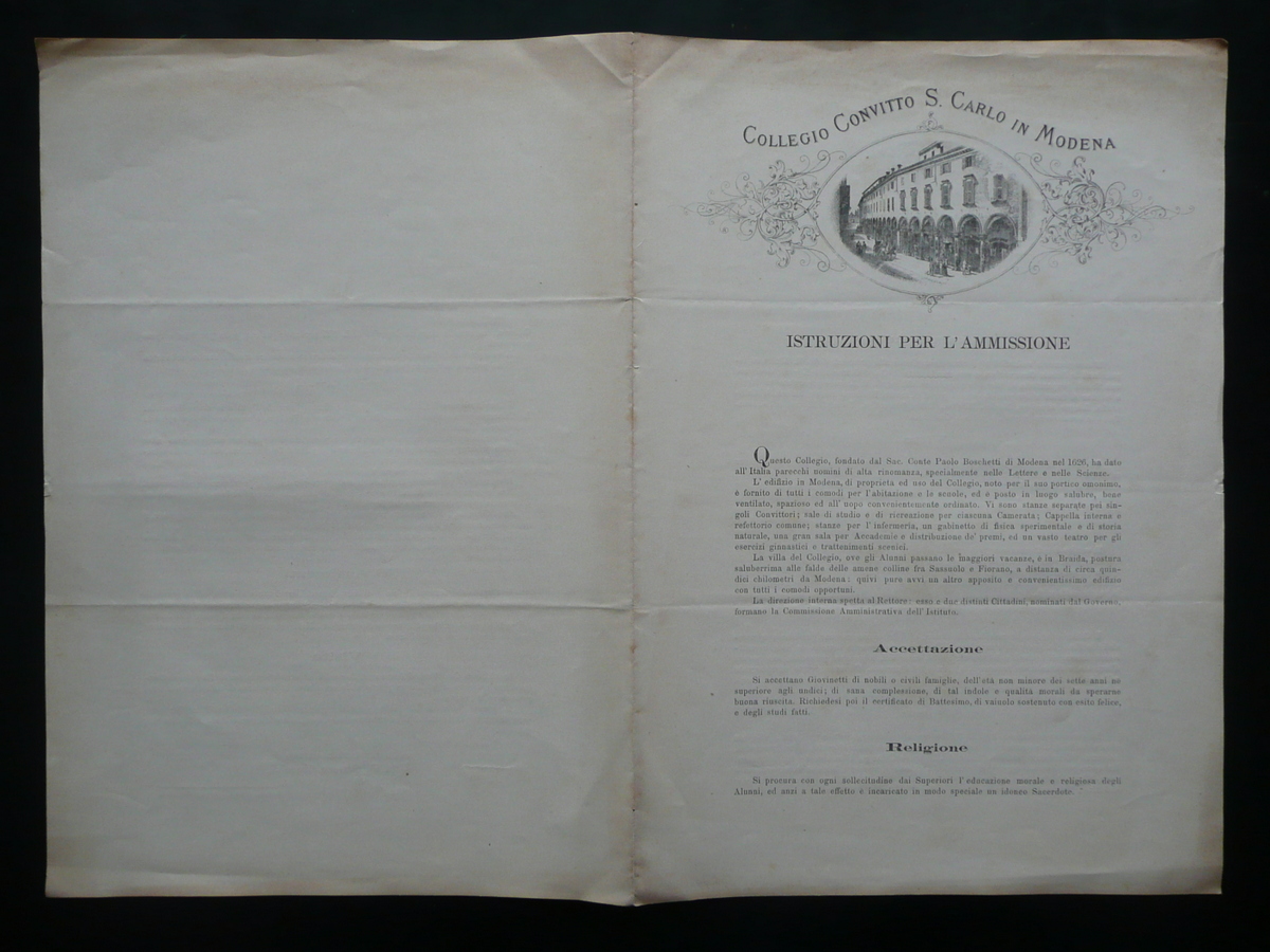 Collegio Convitto S. Carlo in Modena Istruzioni per l'Ammissione Regole …