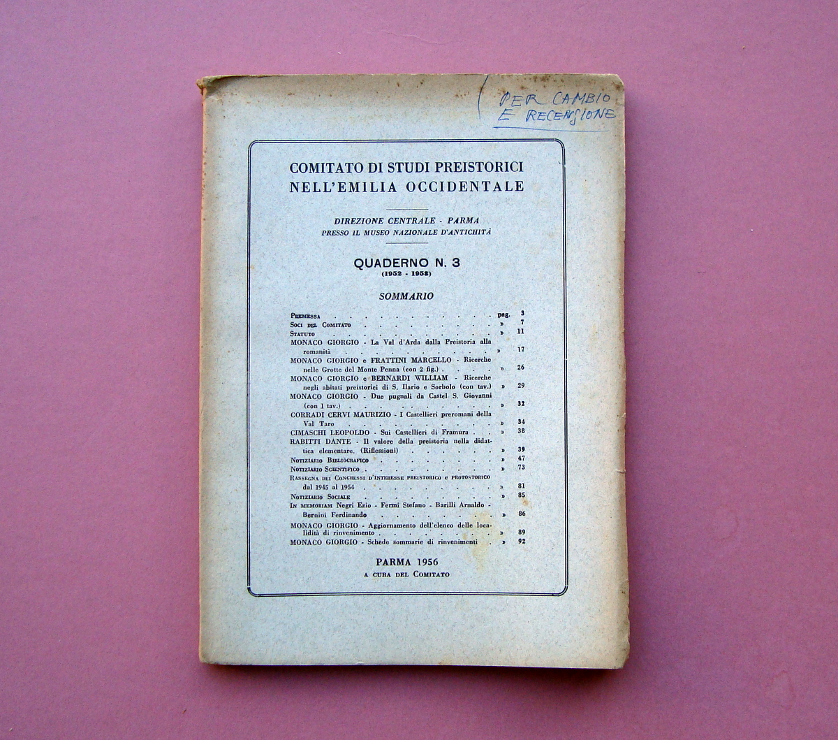 Comitato Studi preistorici nell'Emilia Occidentale Quaderno n.3 1956 Val D'Aosta