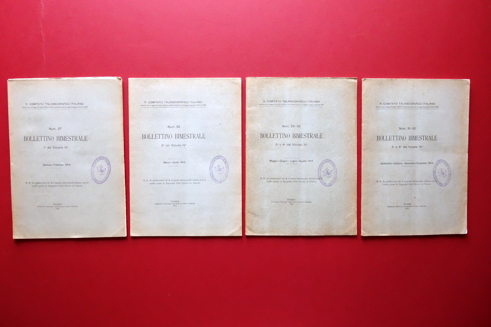 Comitato Talassografico Italiano Bollettino 4 Fascicoli 6 Numeri 1914 Completo