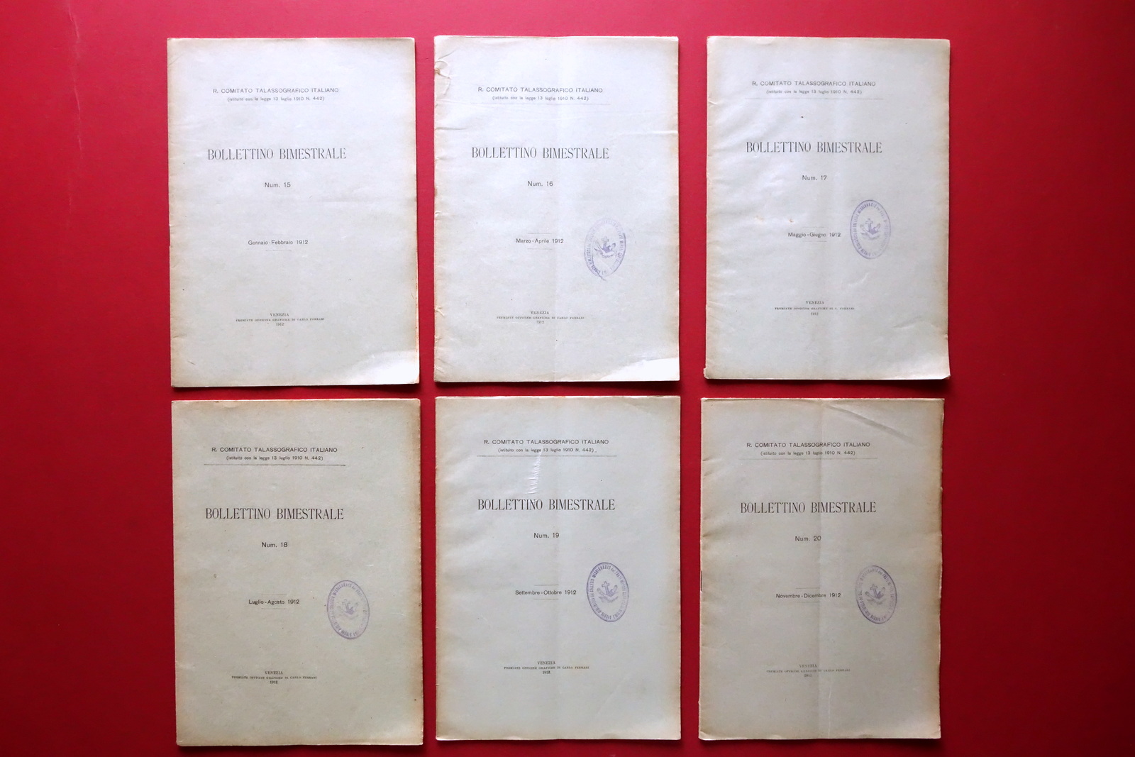 Comitato Talassografico Italiano Bollettino 6 Numeri 1912 Anno Completo