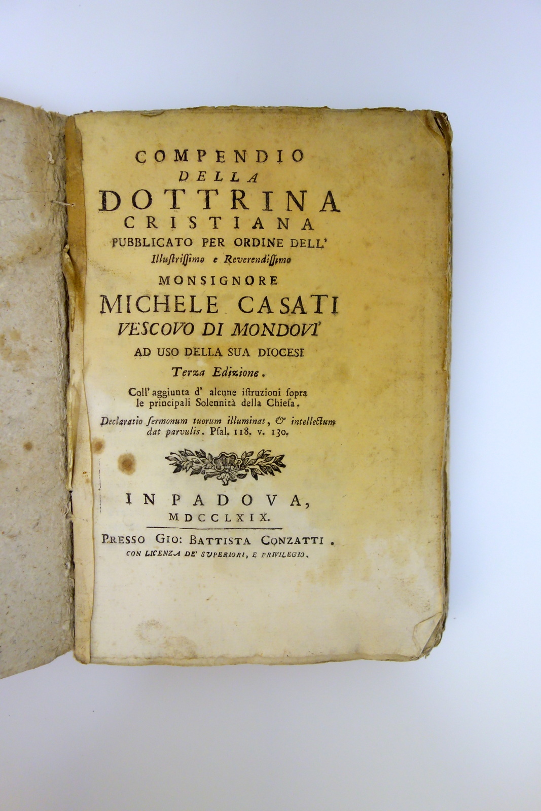 Compendio della Dottrina Cristiana Michele Casati Mondovi Conzatti Padova 1769