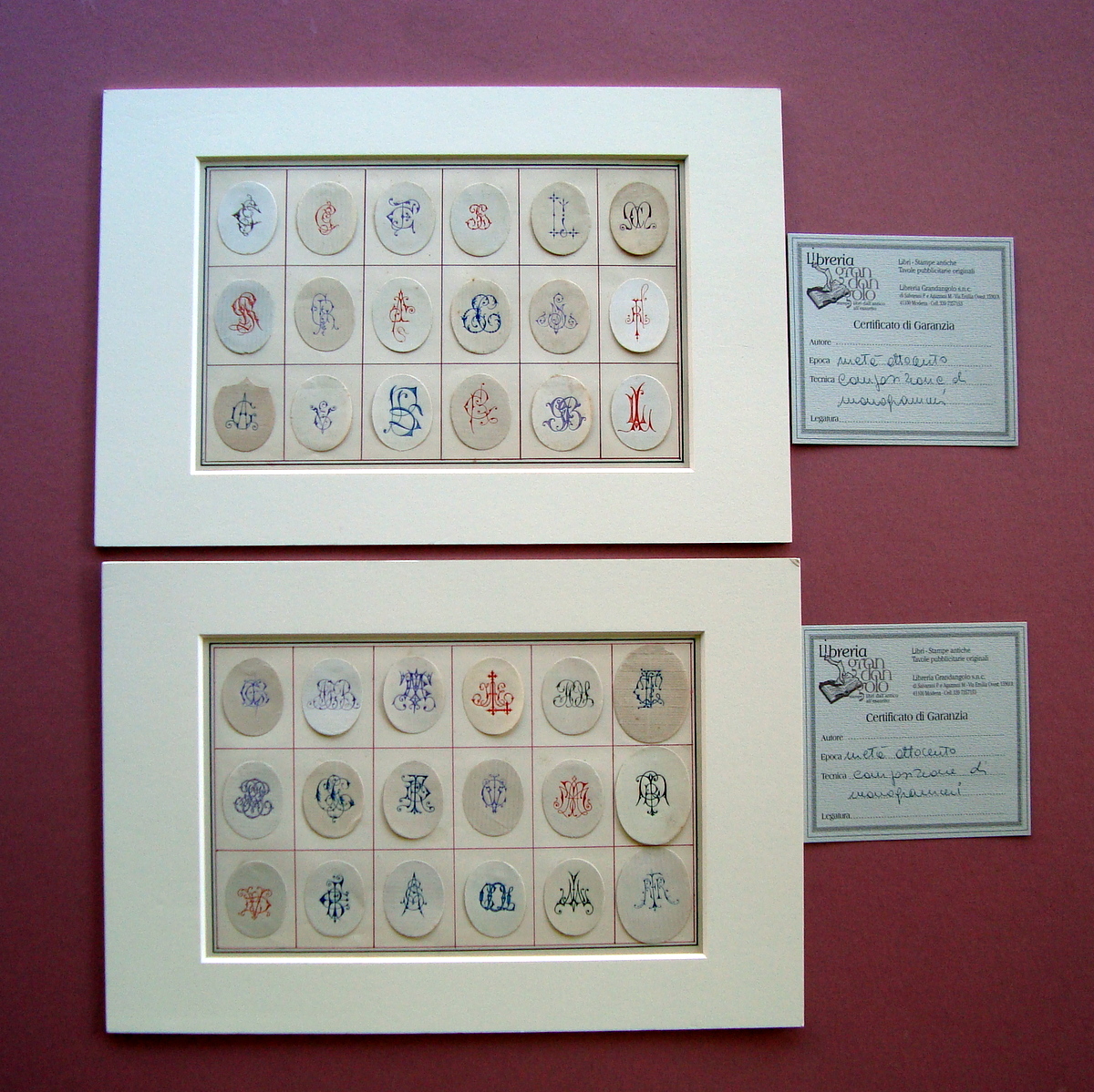 Composizione di Monogrammi met‡ '800 2 Tavole