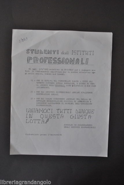 Contestazione Studentesca Sciopero Istituti Professionali Universit‡ Modena 1969