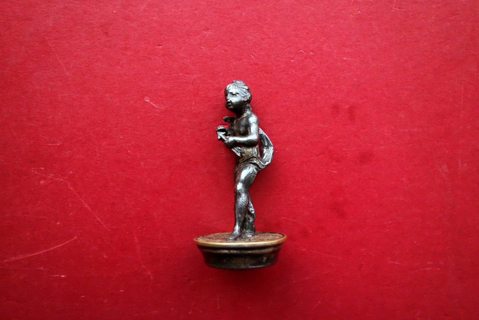 Copritappo in Metallo Argento? Cupido Amorino Scultura Anni '40 Originale