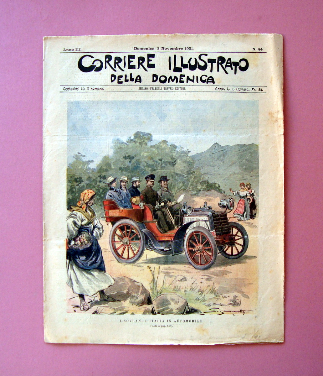 Corriere Illustrato Domenica n.44 1901 Sovrani d'Italia in automobile