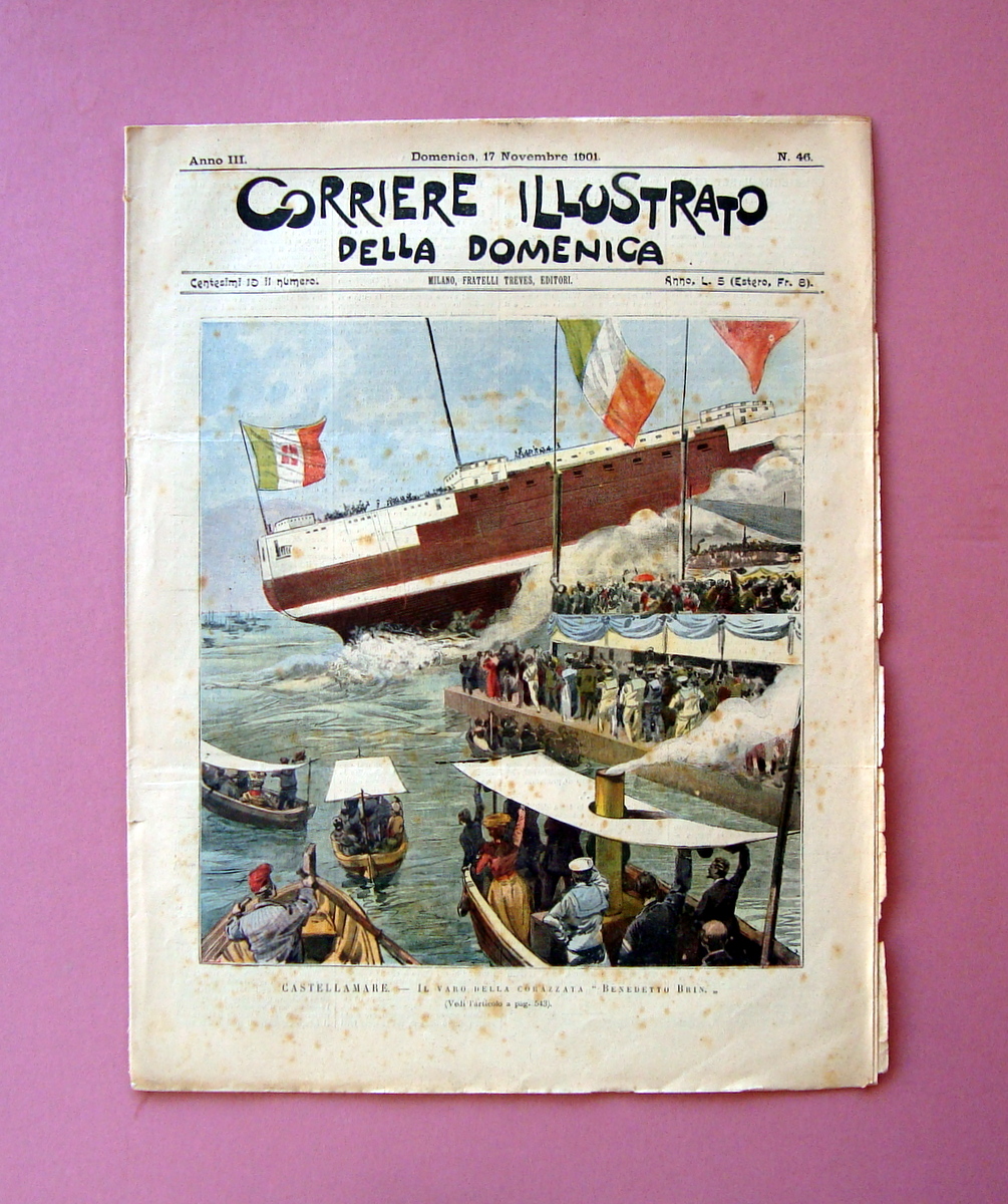 Corriere Illustrato Domenica n.46 1901 Varo Corazzata B. Brin Castellamare