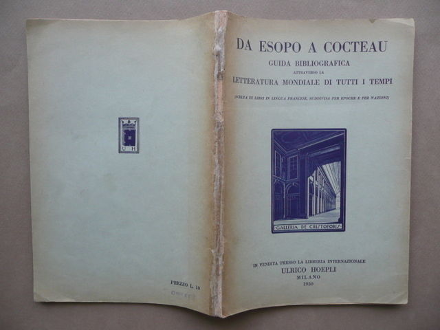Da Esopo A Cocteau Guida Bibliografica Francia Hoepli Milano 1930 …