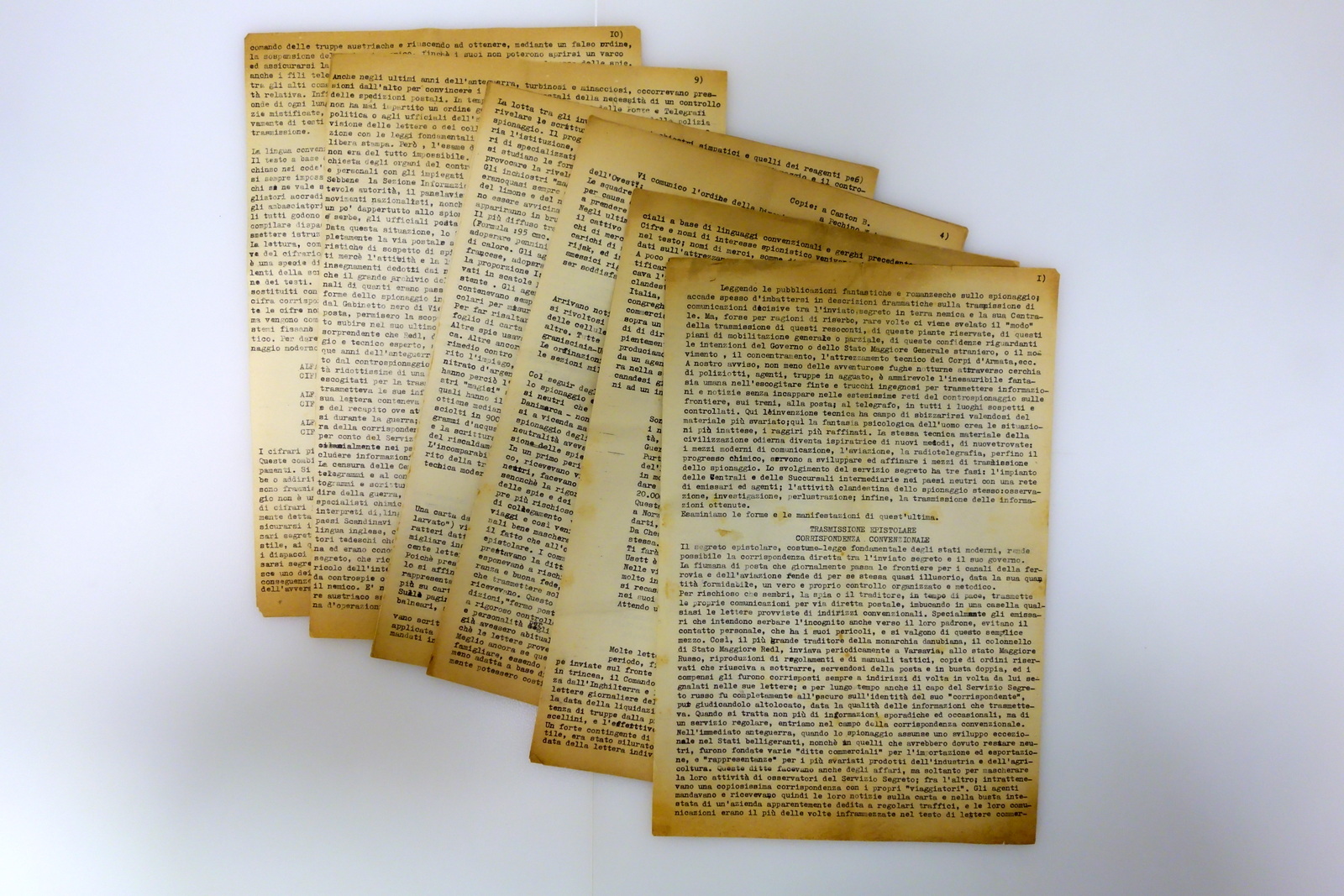 Dattiloscritto Spionaggio Controspionaggio Trasmissione di Informazioni Metodi