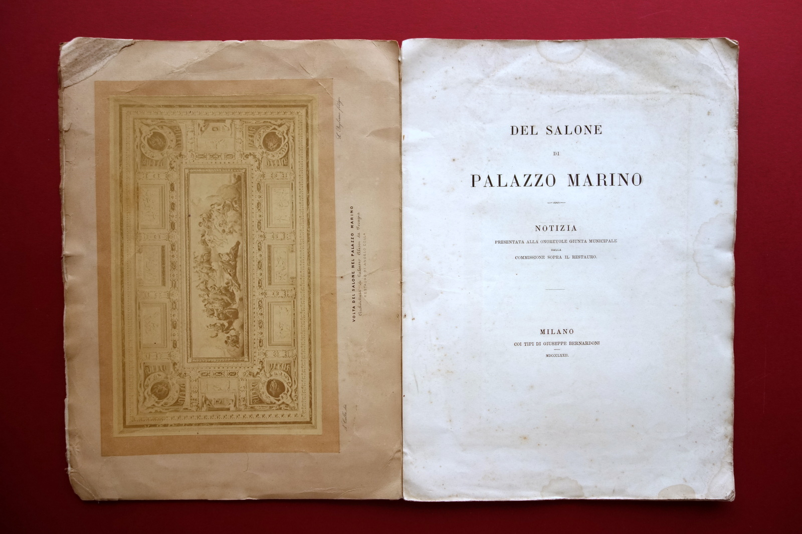 Del Salone di Palazzo Marino Commissione Restauro Bernardoni Milano 1827 …