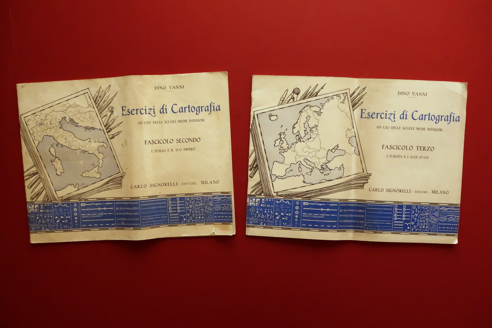 Dino Vanni Esercizi di Cartografia Signorelli Milano 1938 Fascicoli 2 …