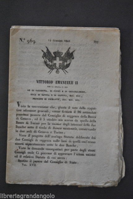 Diritto Economia Fusioni Bancarie Banche Genova Torino Nazionale Savoia 1849