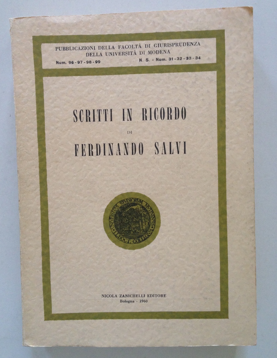 Diritto Scritti in Ricordo di Ferdinando Salvi Zanichelli Editore Bologna …