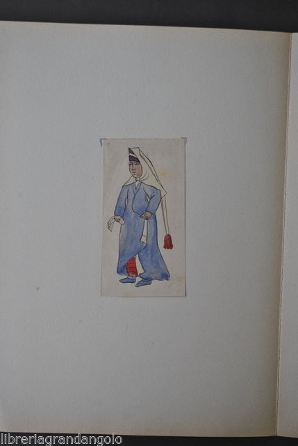 Disegno Acquerello Matita China Donna Turca Turchia Frammento 1850
