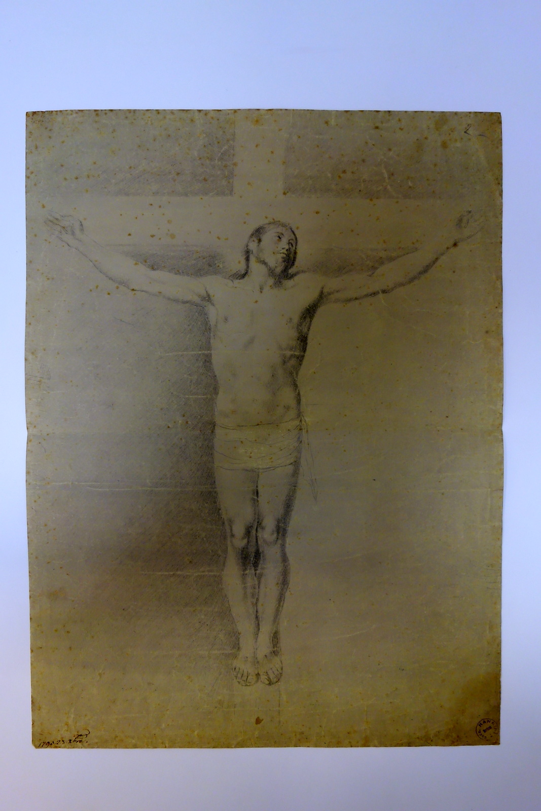 Disegno Originale a Matita Cristo Crocifisso Crocifissione 1793