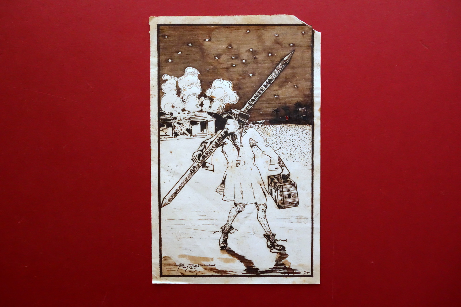 Disegno Originale China 6∞ Reggimento Fanteria Fuga con la Cassa …