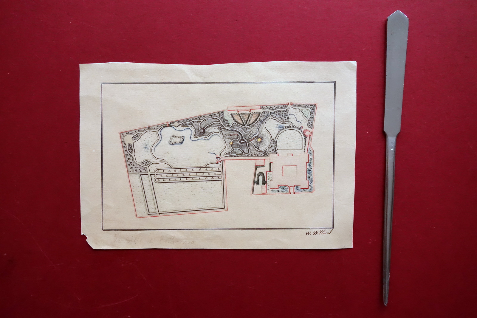 Disegno Originale Pianta a Colori Villa Soragna Collecchio Firmato Met‡ …