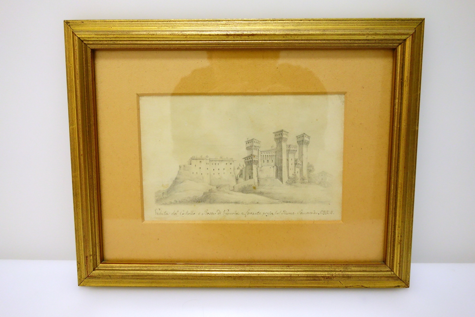 Disegno Originale Veduta del Castello e Rocca di Vignola Ferrari …