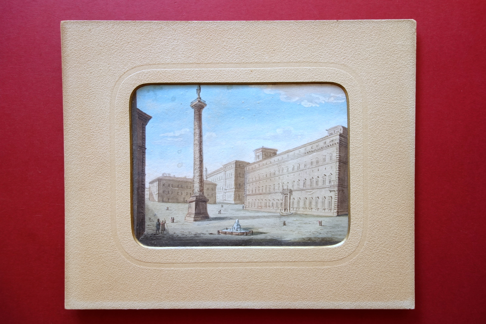 Disegno Roma Colonna di Marco Aurelio Tecnica Mista Acquerello Tempera …