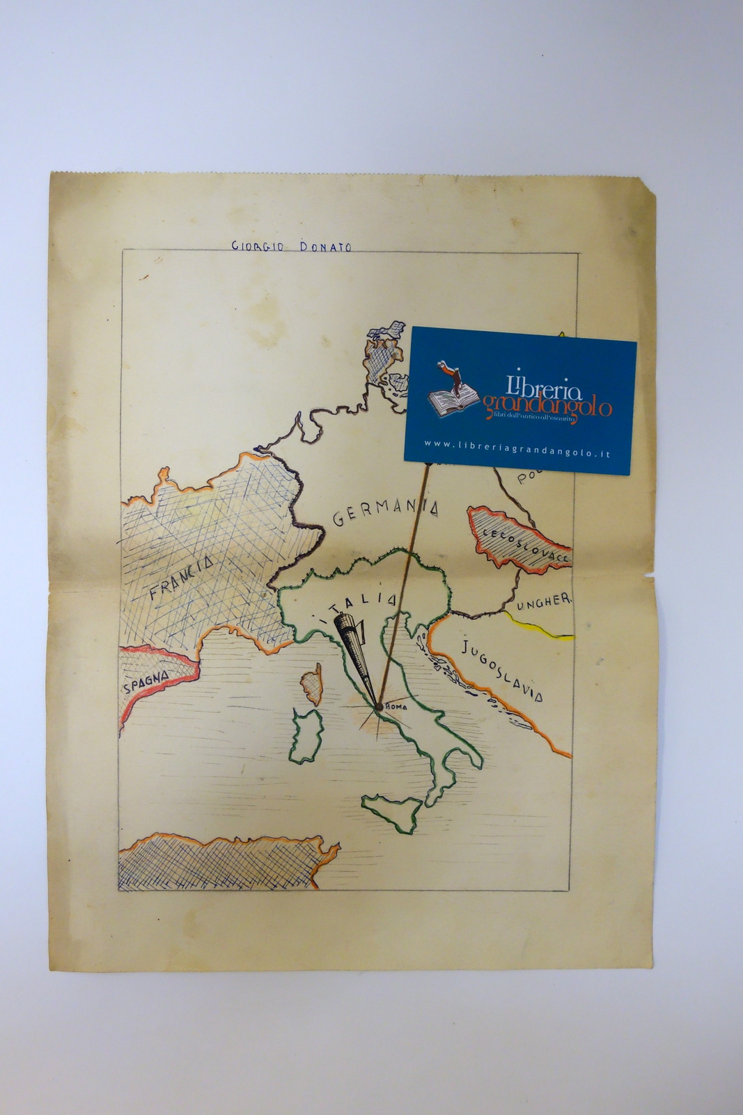 Disegno Scolastico a Colori Asse Roma Berlino Patto d'Acciaio 1939