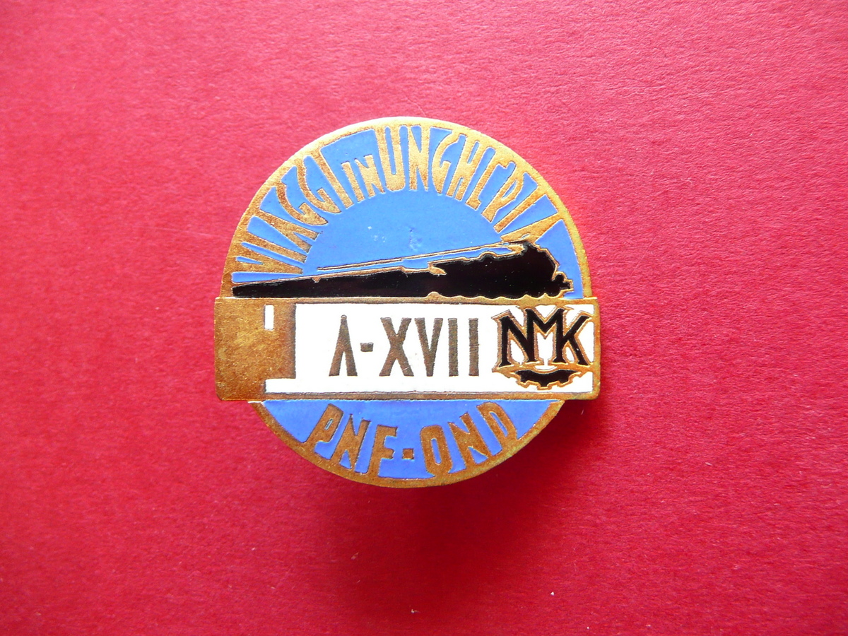 Distintivo PNF OND Viaggi in Ungheria Treno Grafica Smaltato 1938-39