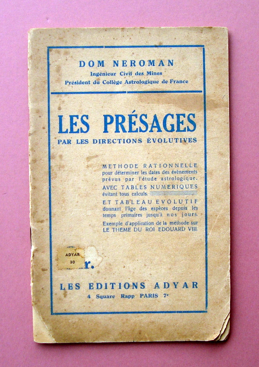 Dom Neroman Les Presages Astrologia 1936 Francia