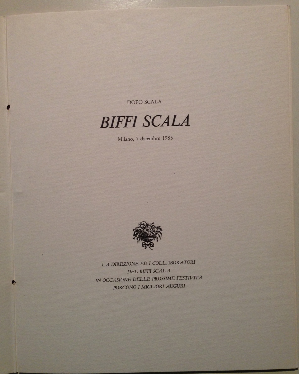 Dopo Scala Menu Biffi Scala Milano 7 Dicembre 1985